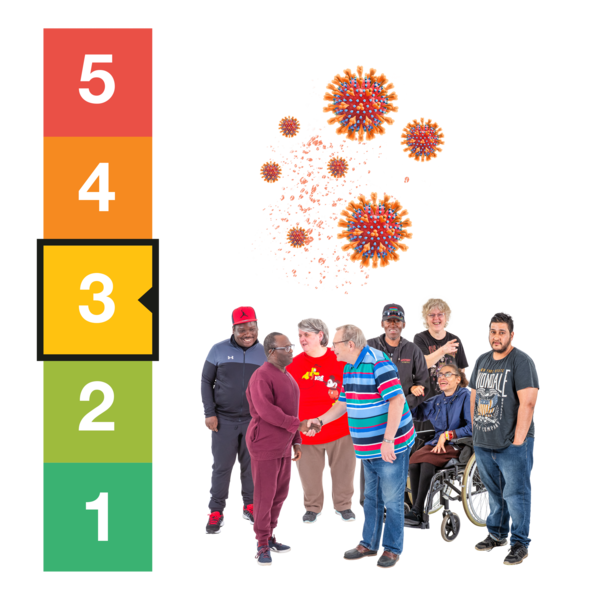 Alert Level 3 Two people practicing social distancing
