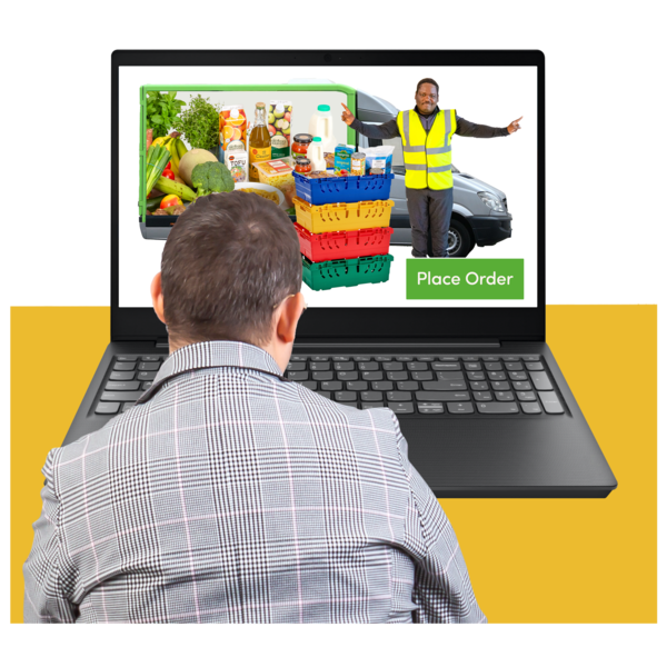 Shop Online Food A man shopping for food online