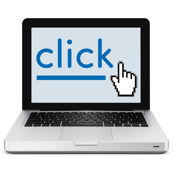 Website Link A laptop with a 'click' sign